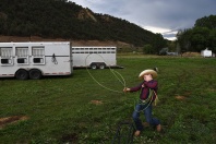 Clayton Rossi, 11, works on his roping skills before during the Carbondale Wild West Rodeo on Thursday July 20, 2017 in Carbondale, CO. The weekly rodeo is in it's 13th year at it's current location. It runs from June to mid-August.