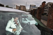 Elvis Tribute Artist, Ron Tutor, 52, of Tinley Park, TN prepares to perform while listening to music in his Dodge Caravan outside the New Daisy Theatre during the Images of the King World Championship on Sunday August 13, 2017 in Memphis, TN. August 11-19 is Elvis Week. This year marks the 40th year since Elvis Presley's death.
