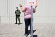 Jacob Montagnani, 22, takes part in a practice scenario at the United States Border Patrol Academy on Thursday August 30, 2018 in Artesia, NM. The academy is on the grounds of the Federal Law Enforcement Training Center.